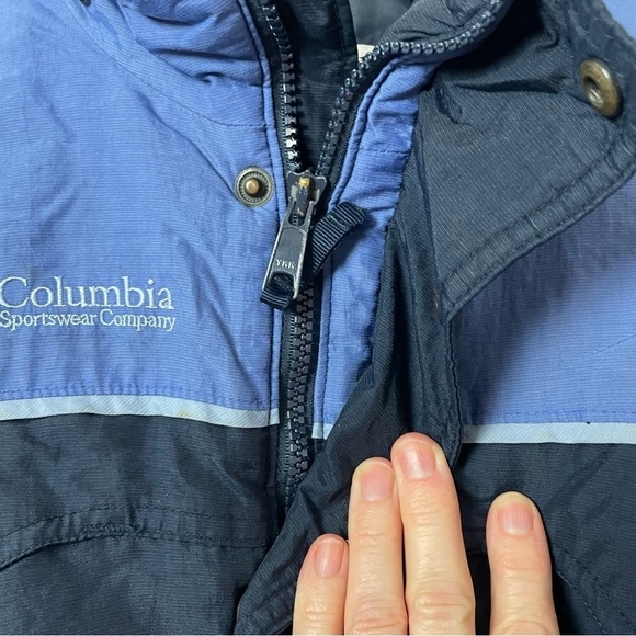 Columbia Winter Coat | Turtleneck, Zip & Snap Closure | Blue & Black | Size 7 - Picture 6 of 10